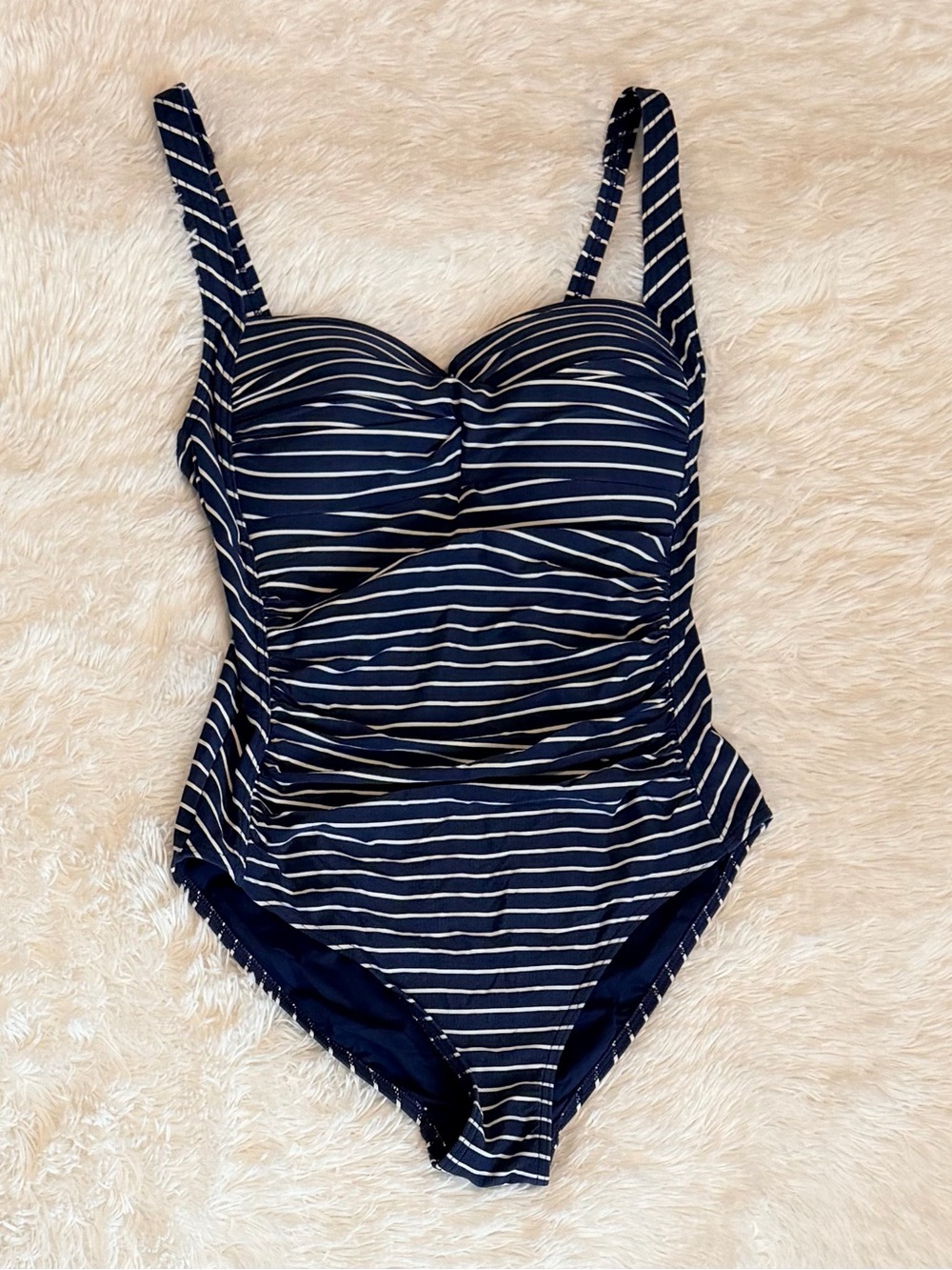 Nip Tuck Swim "Joanne" One-Piece Swimsuit – Navy/White Stripe – US 4/6 (Est.)